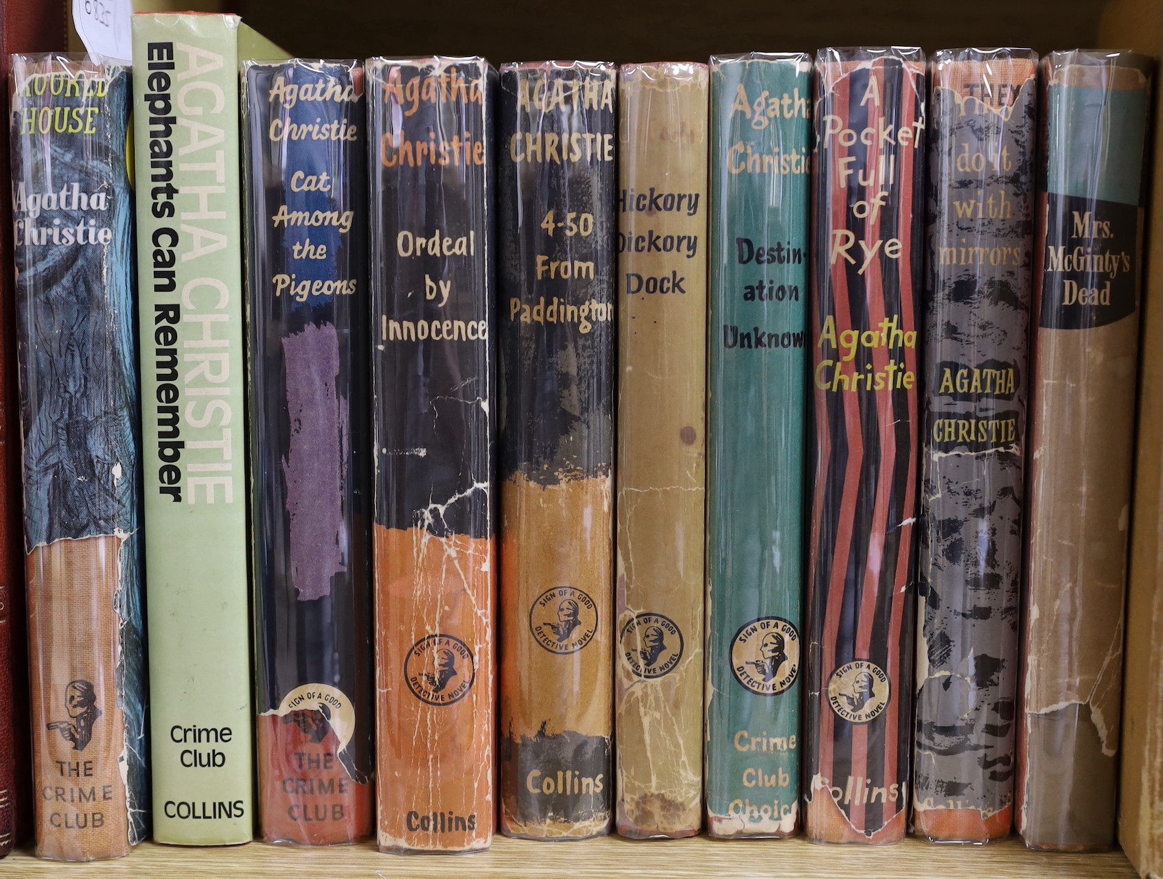 Christie, Agatha - 10 1st editions, 1st impressions, all in dust jackets - Crooked House, 1949; Mrs. McGinty’s Dead, 1952; They Do it With Mirrors, 1952; A Pocket Full of Rye, with presentation inscription to front fly l